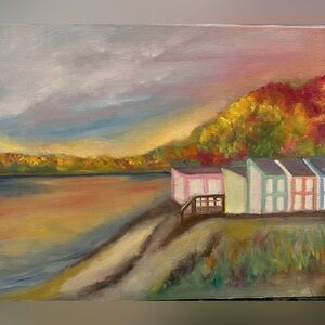 Original oul on canvas painting wall art beach scene